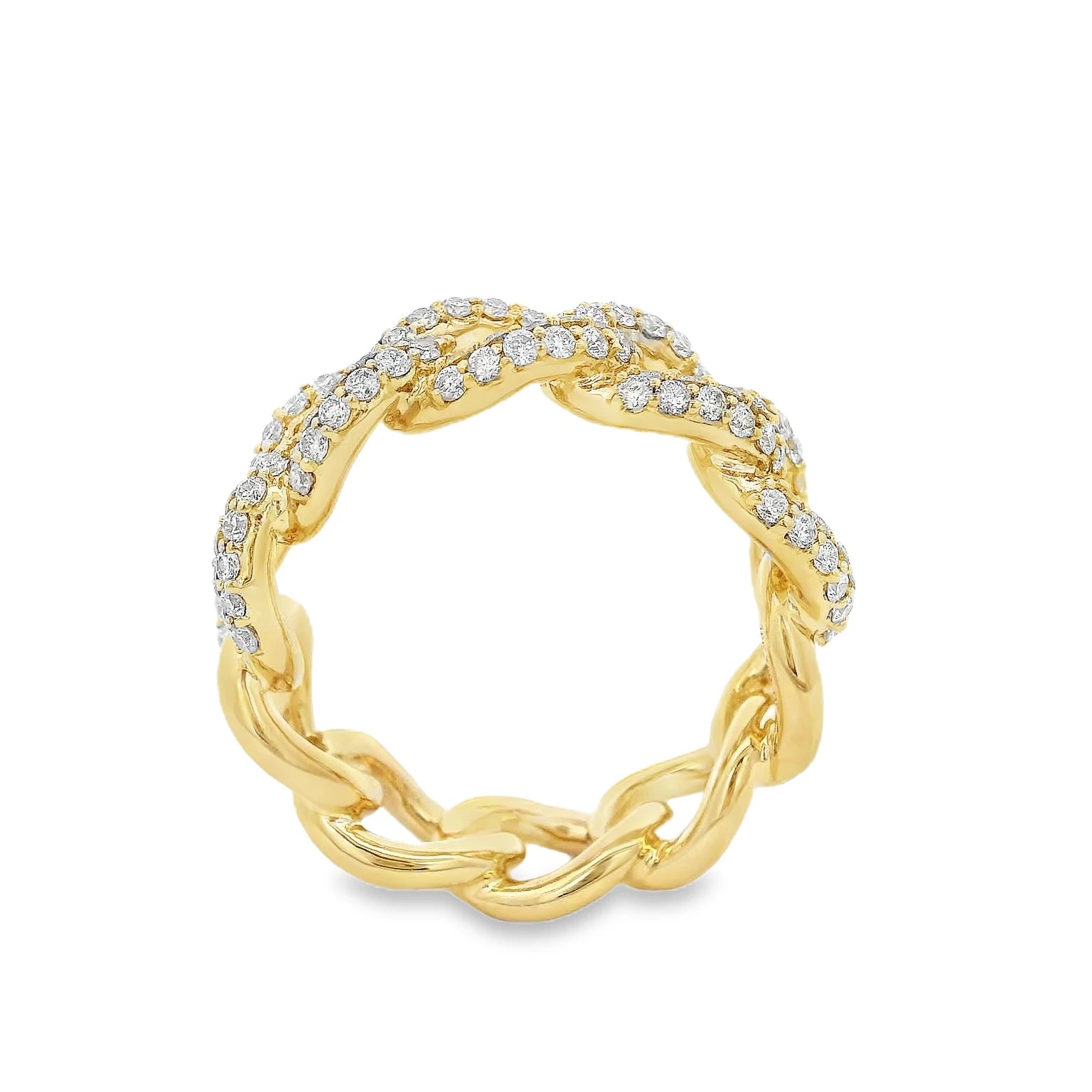 18K Diamond Pave Link Ring