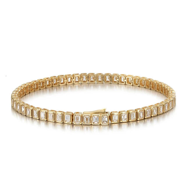 18K Emerald Cut Bezel Set Bracelet