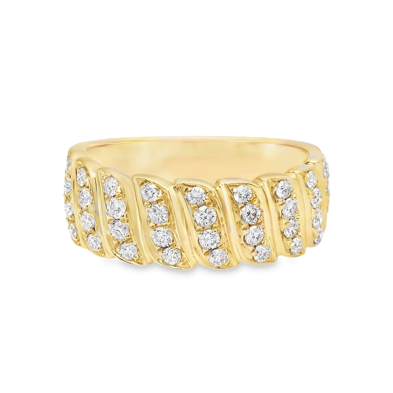 18K Gold Diagonal Diamond Band