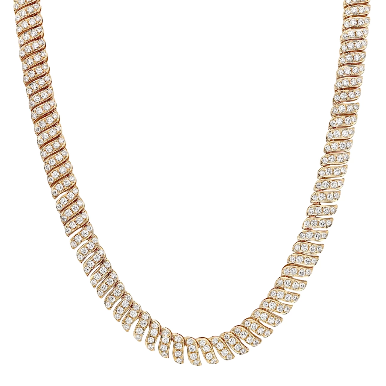 18K Gold Diagonal Diamond Necklace