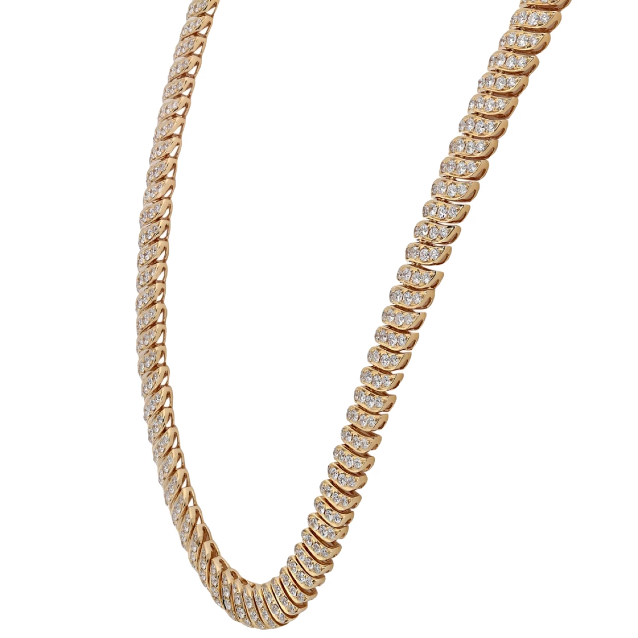 18K Gold Diagonal Diamond Necklace