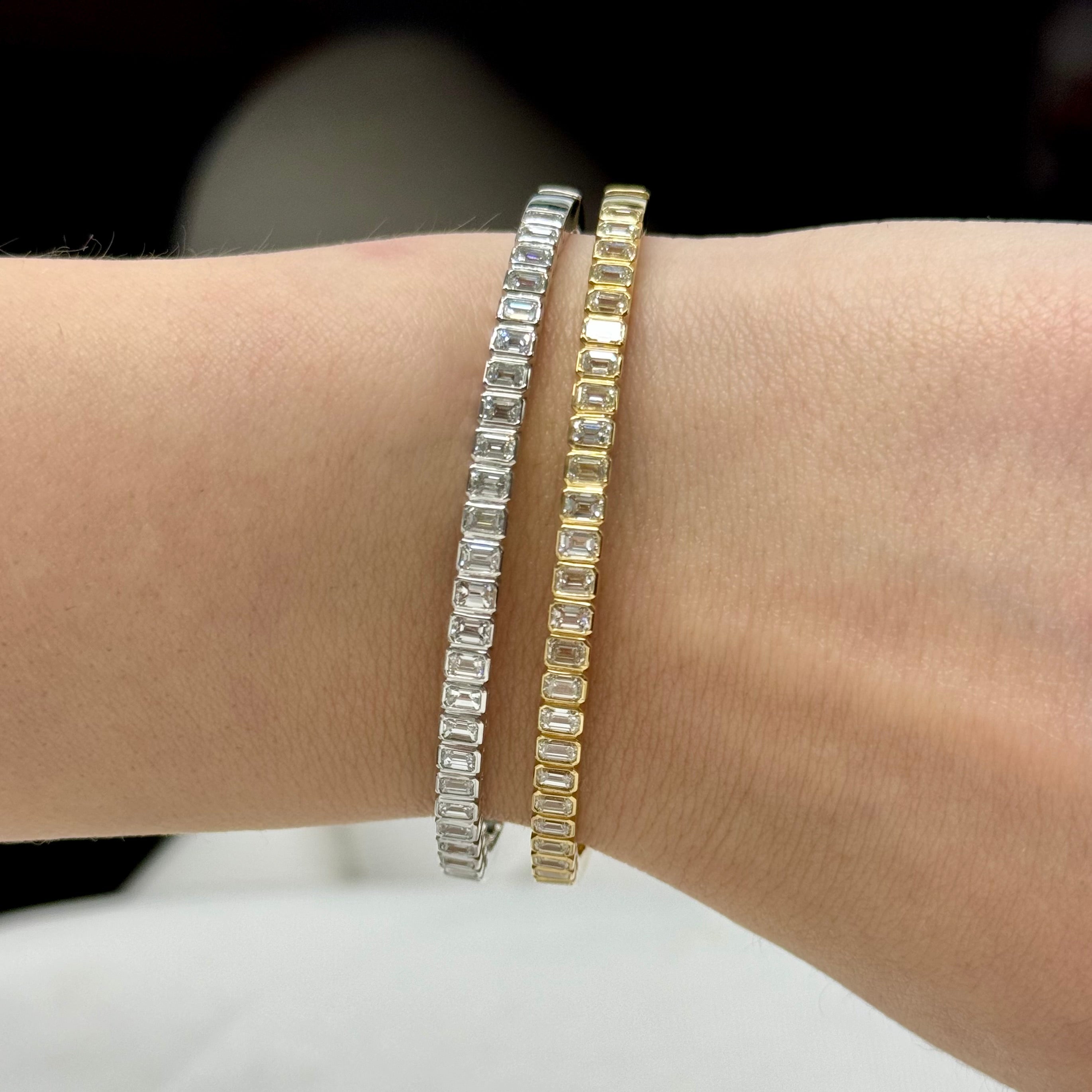 Halfway Emerald Cut Diamond Bangle