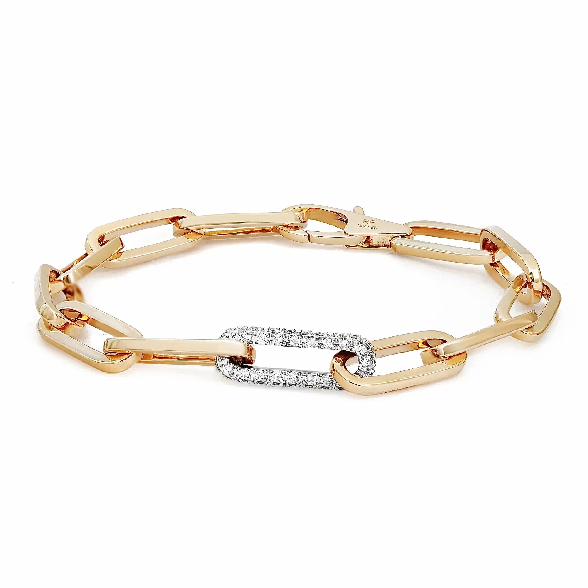 18K Yellow Gold Single Link Diamond Bracelet