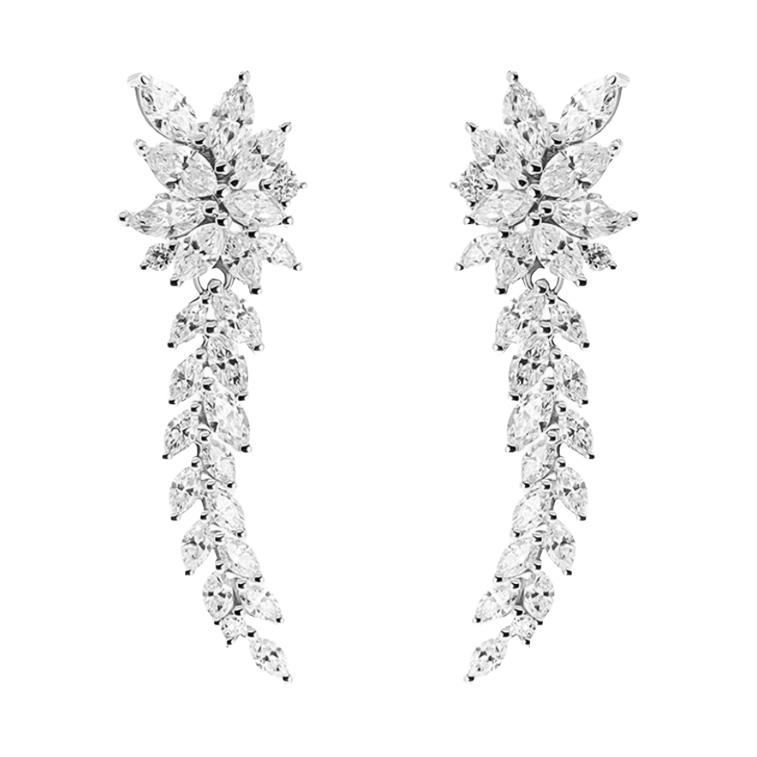 Fancy Chevron Marquise Cut Diamond Drop Earrings