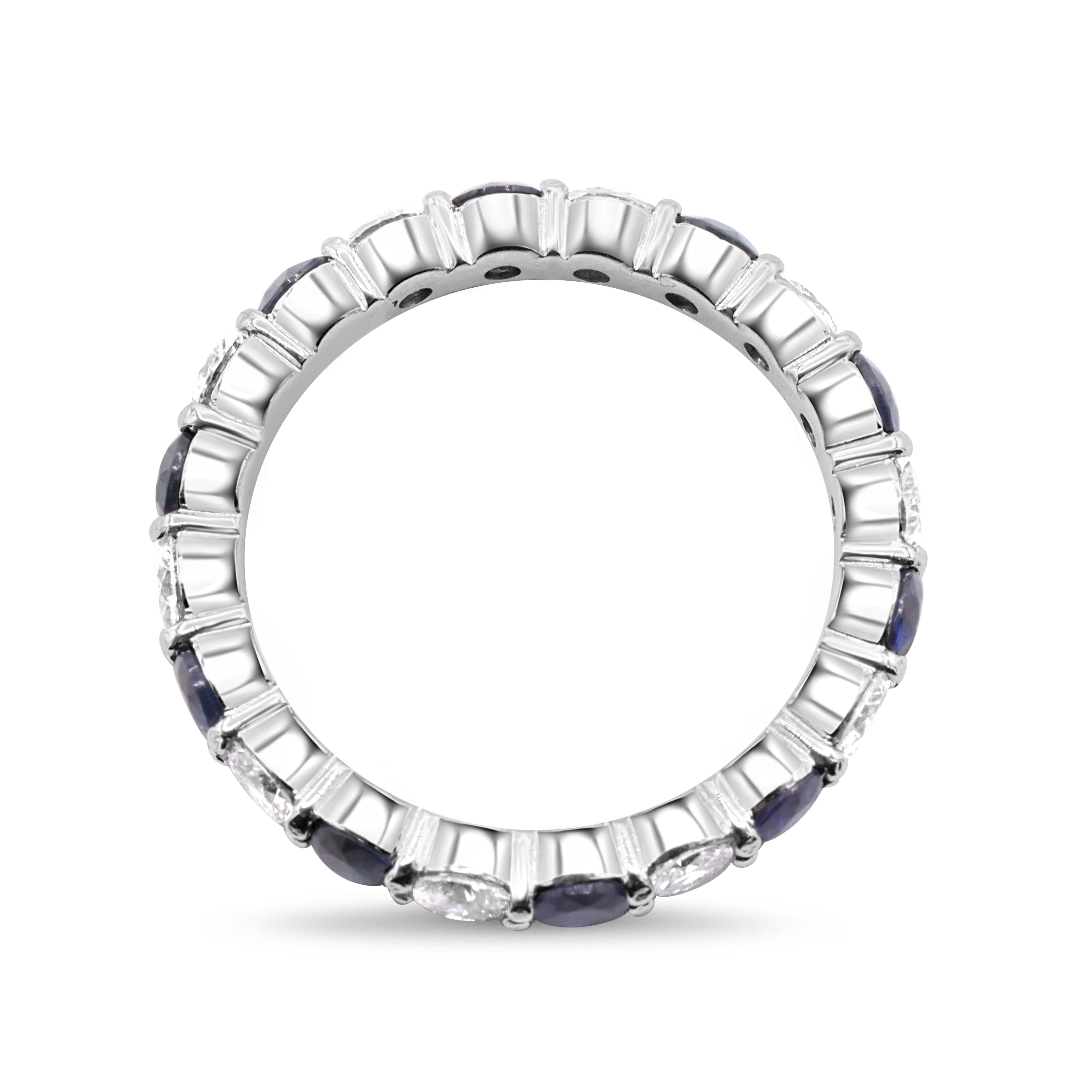 Diamond and Blue Sapphire Eternity Band