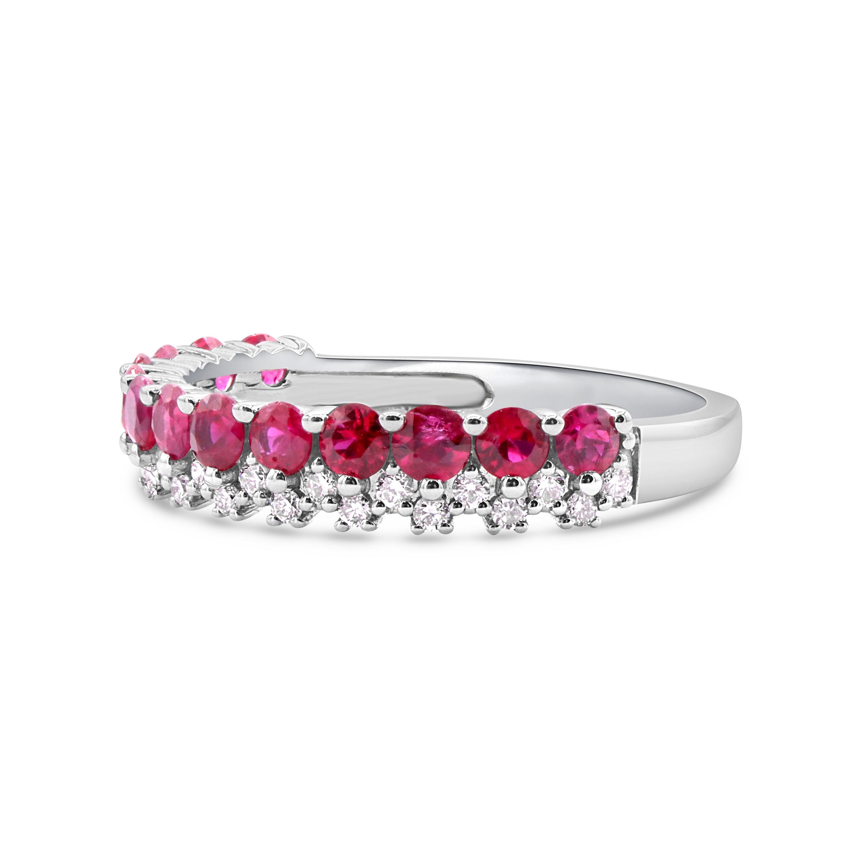 Two Row Diamond Ruby Ring