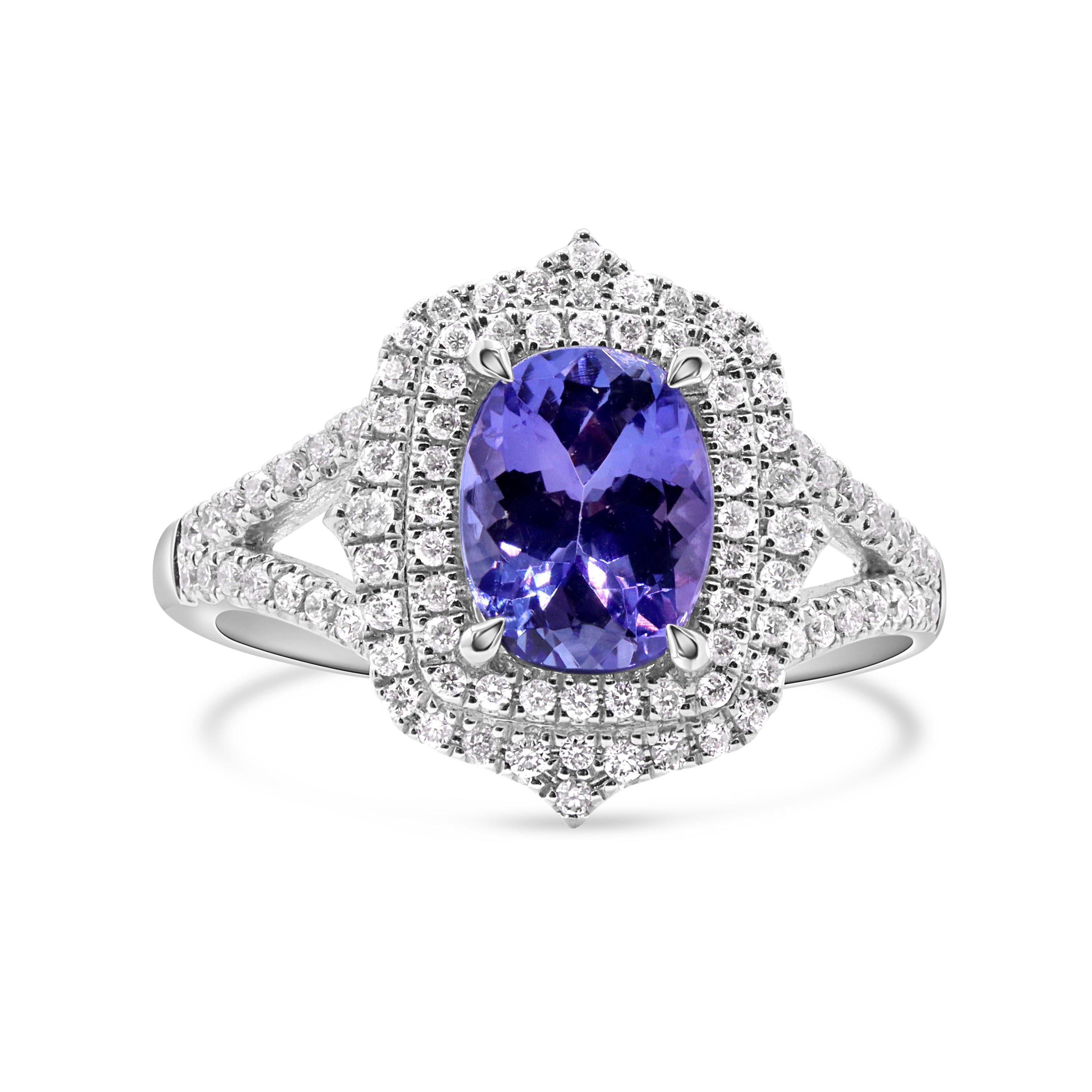 Double Halo Diamond and Tanzanite Ring