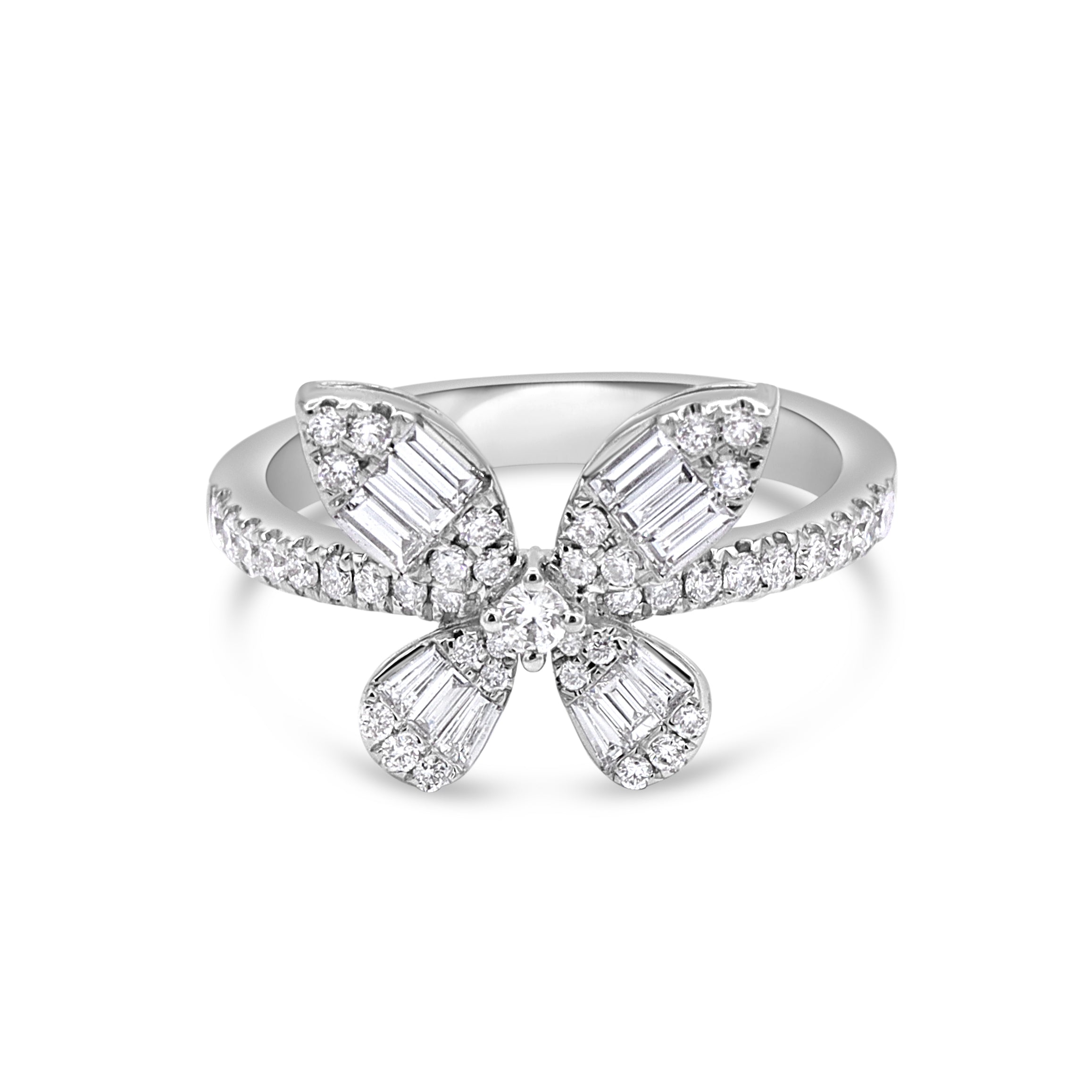 Butterfly Round and Baguette Ring