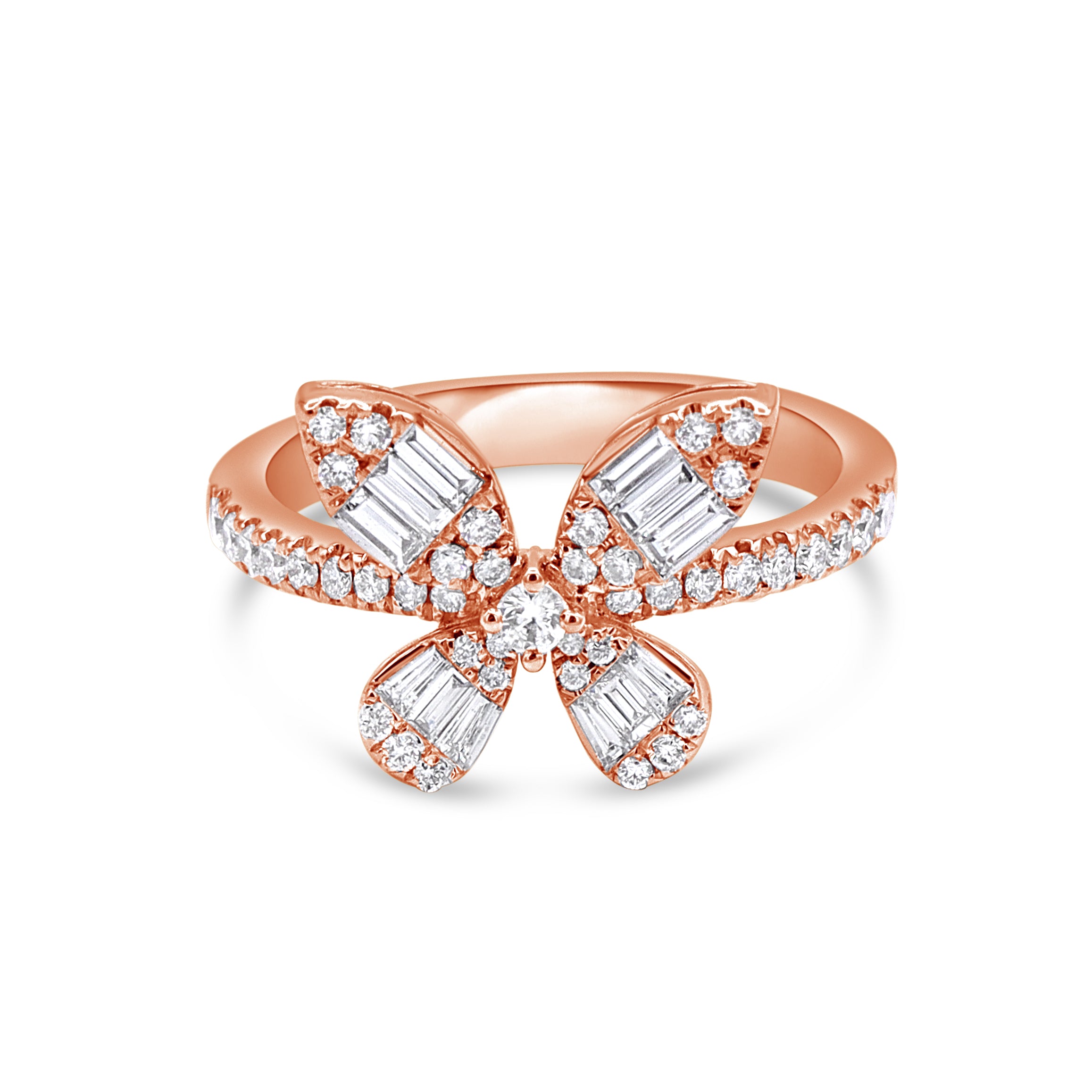 Butterfly Round and Baguette Ring