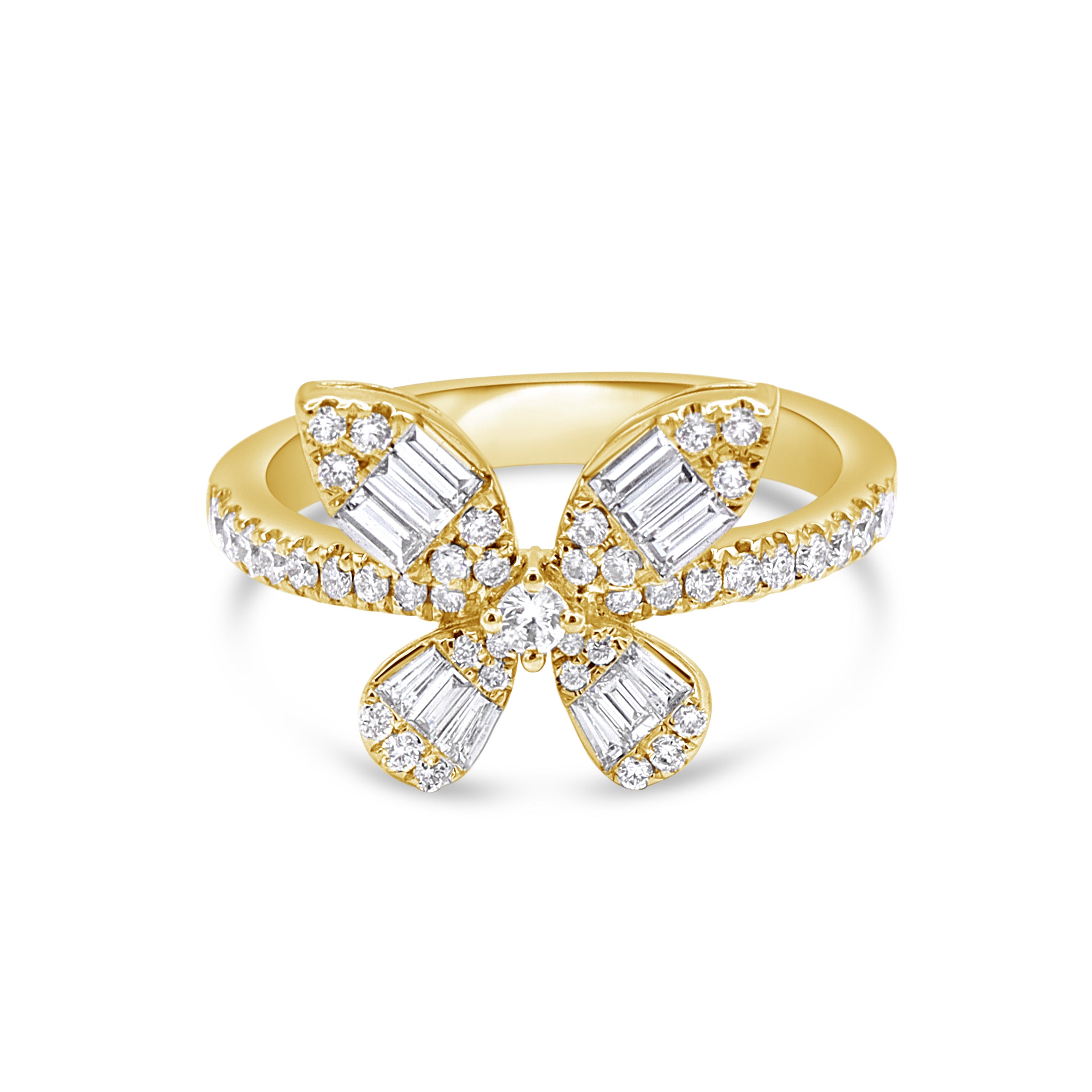 Butterfly Round and Baguette Ring