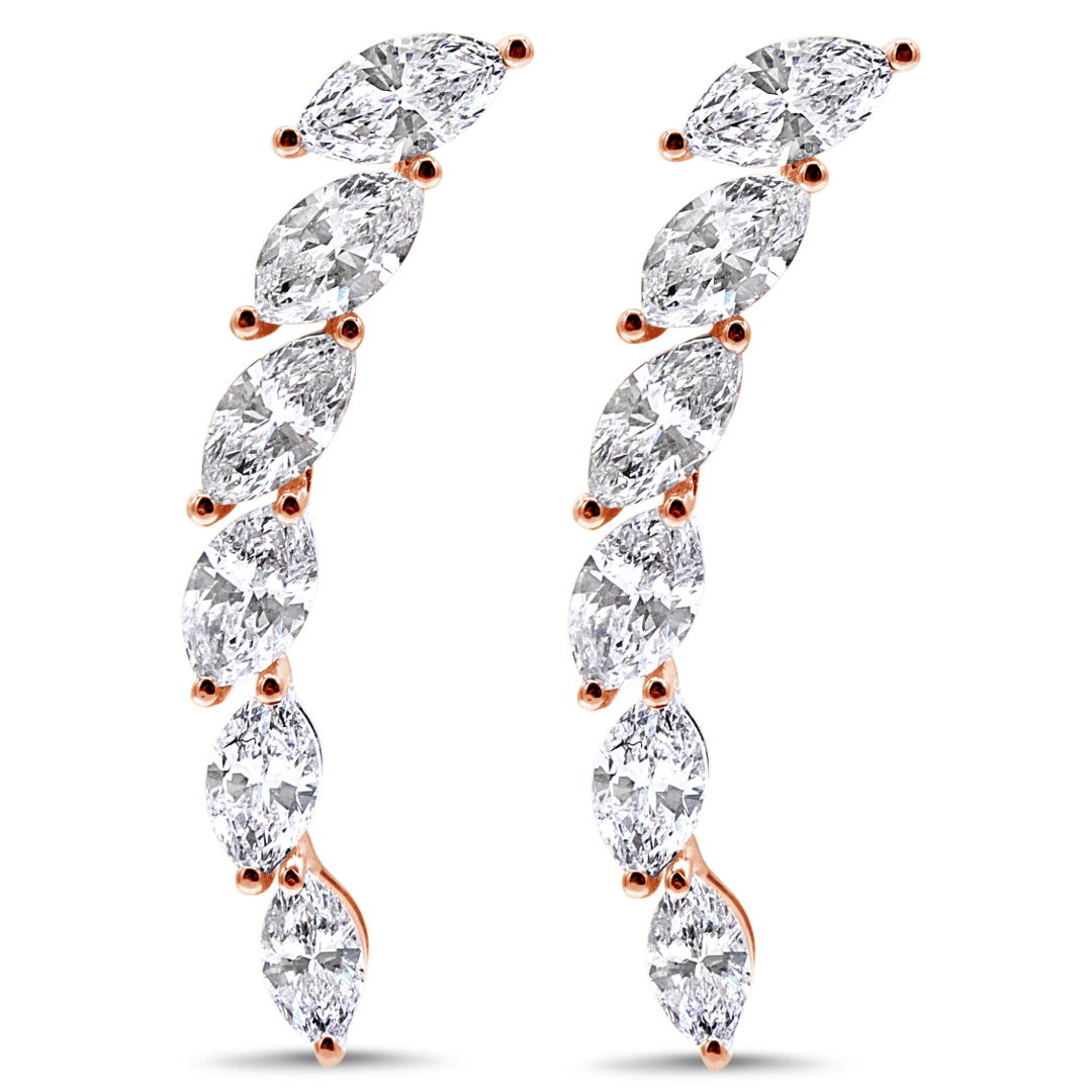 Marquise Diamond Climber Earrings