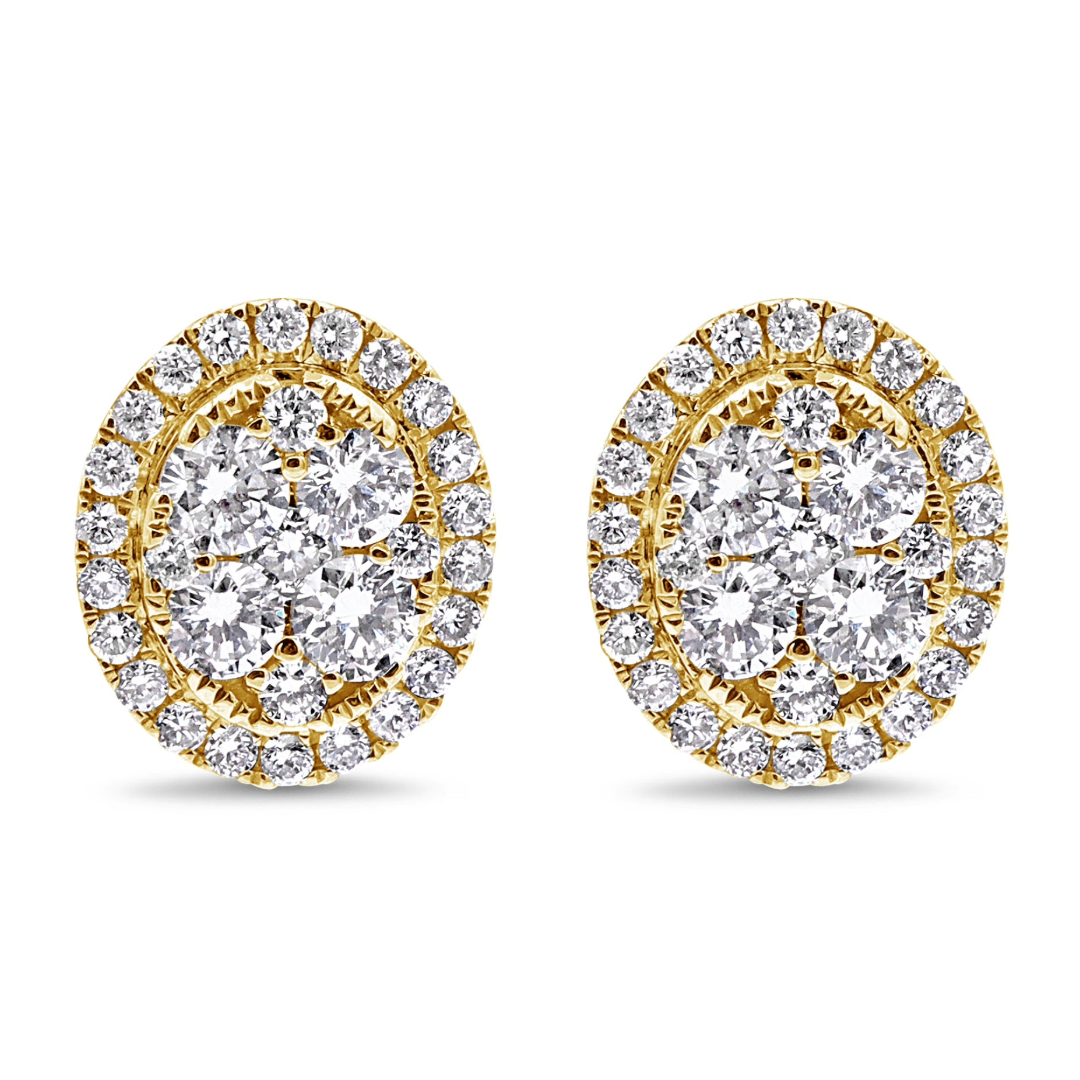 Oval Diamond Illusion Stud Earrings