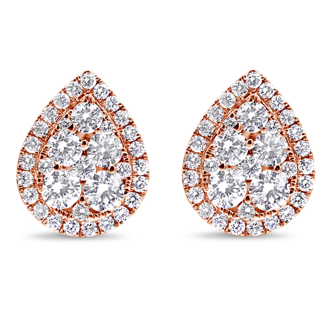 Pear Shaped Cluster Stud Earrings