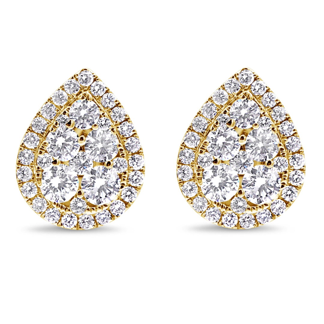 Pear Shaped Cluster Stud Earrings