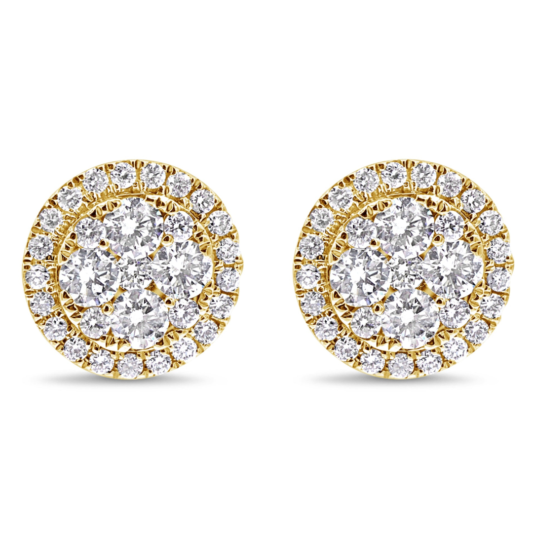 Round Diamond Halo Illusion Stud Earrings