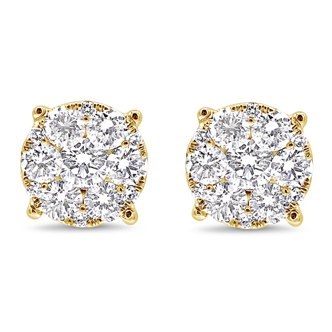 Round Diamond Illusion Stud Earrings