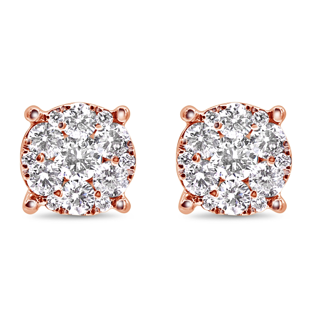 Round Diamond Illusion Stud Earrings