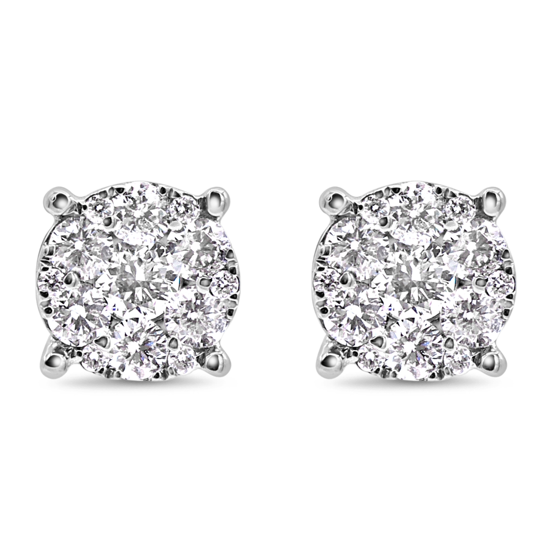 Round Diamond Illusion Stud Earrings