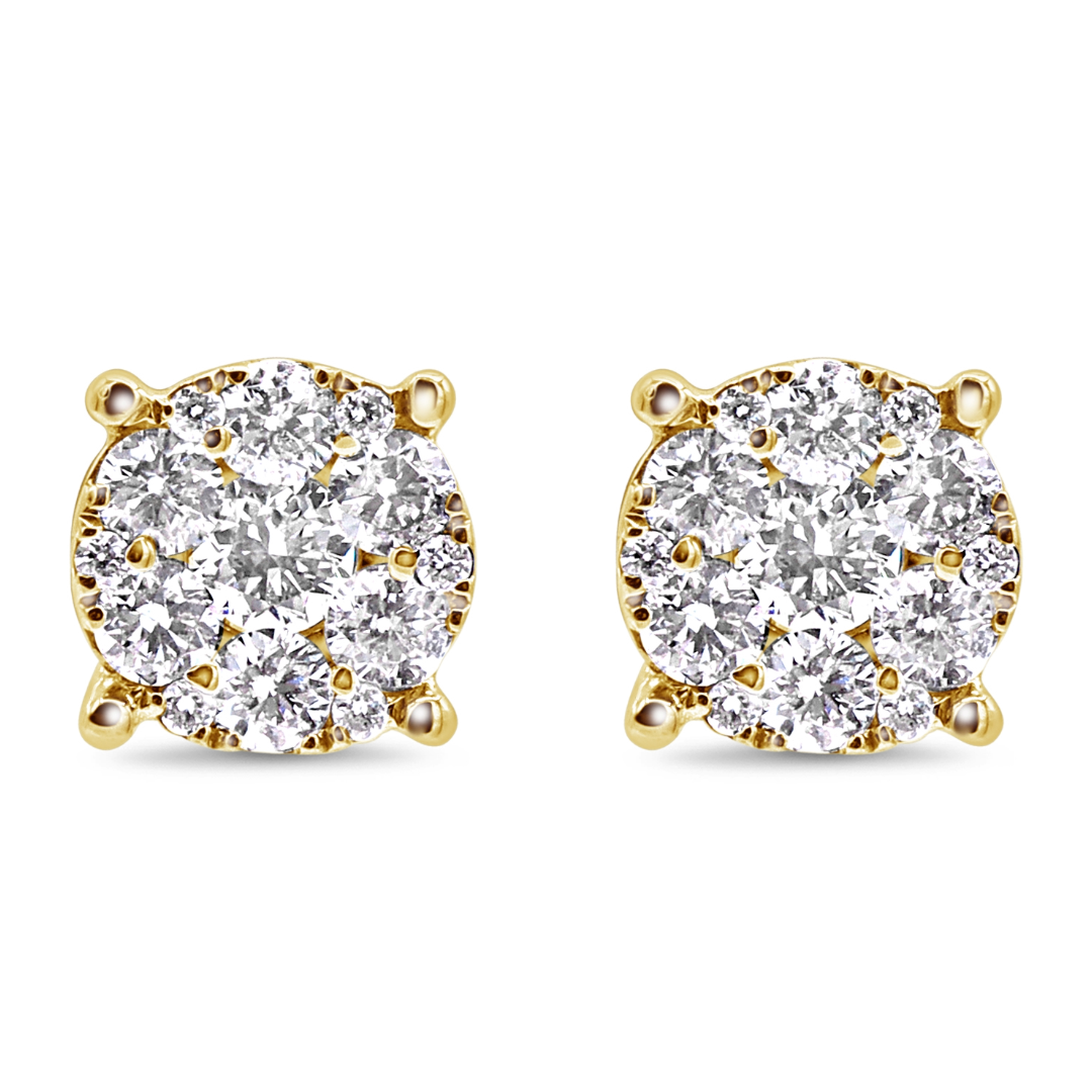 Round Diamond Illusion Stud Earrings