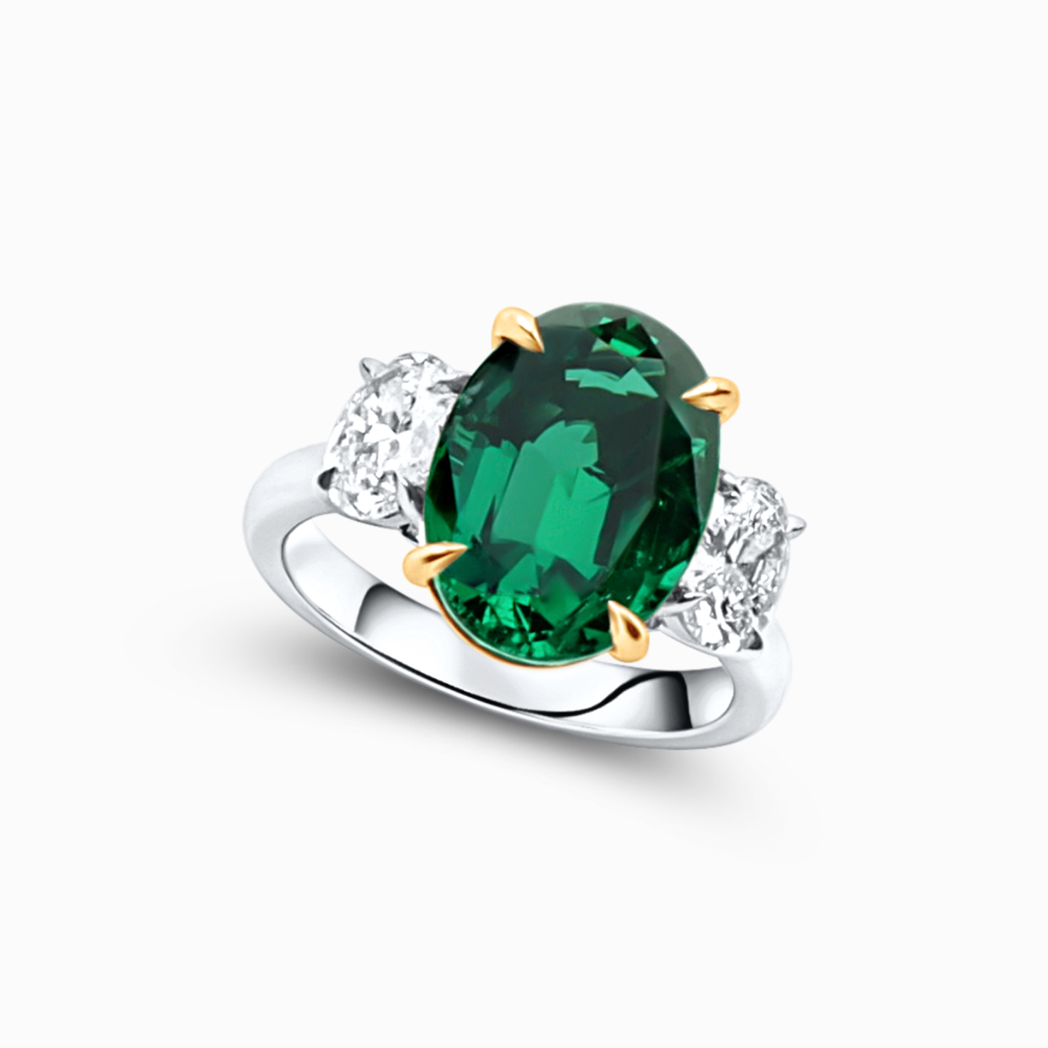 Oval Emerald And Diamond Ring
