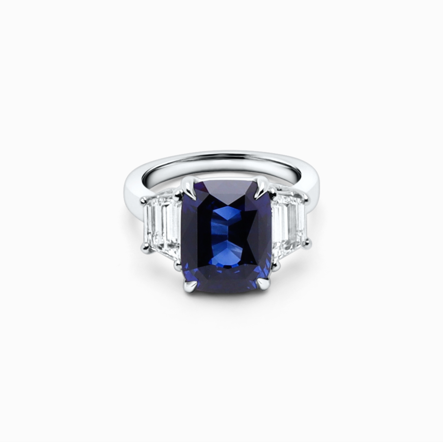 Radiant Shape Sapphire And Diamond Engagement Ring