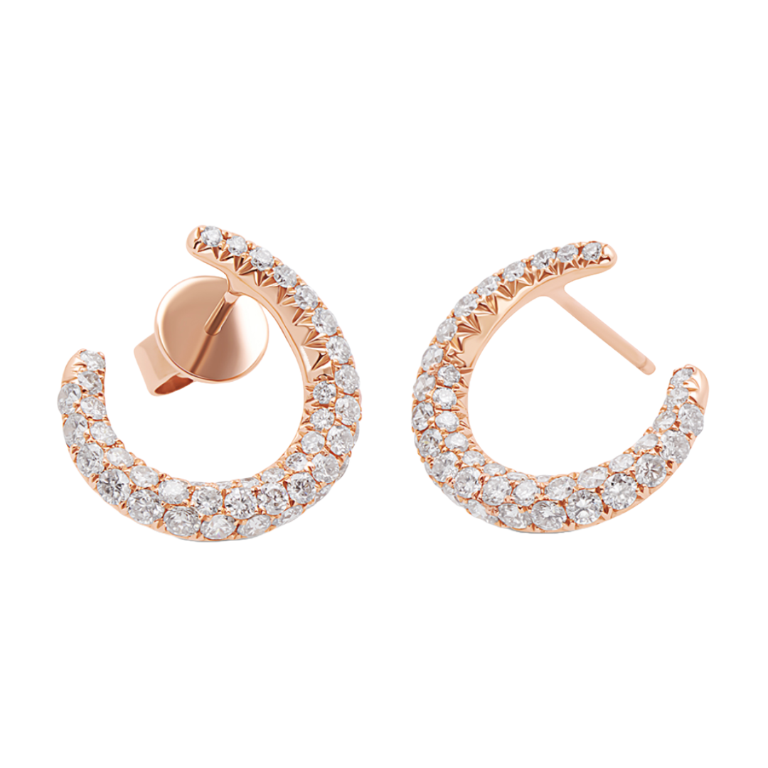 Waning Crescent Diamond Open Hoop Earrings