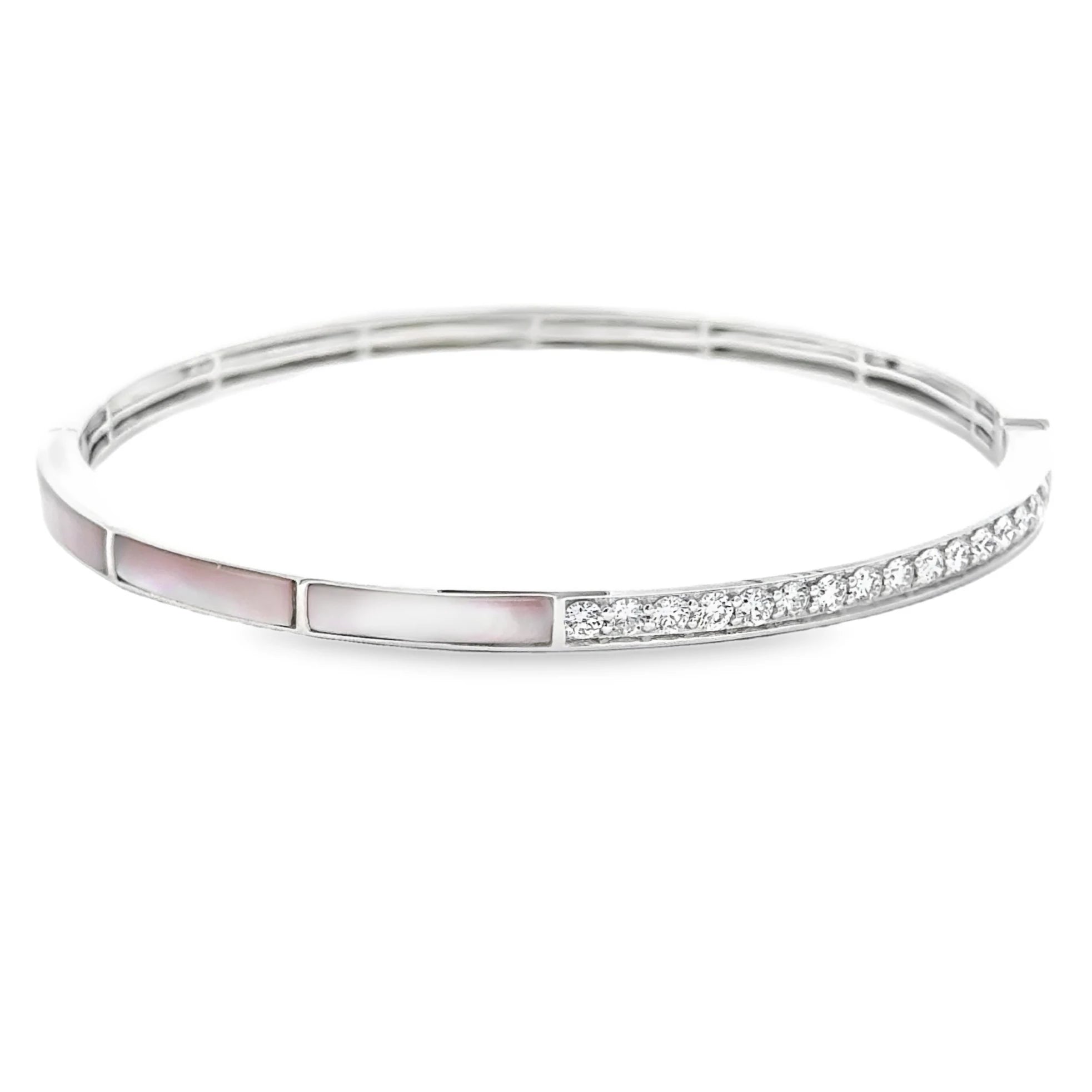 18K Diamond and Pink Mother of Pearl Bangle