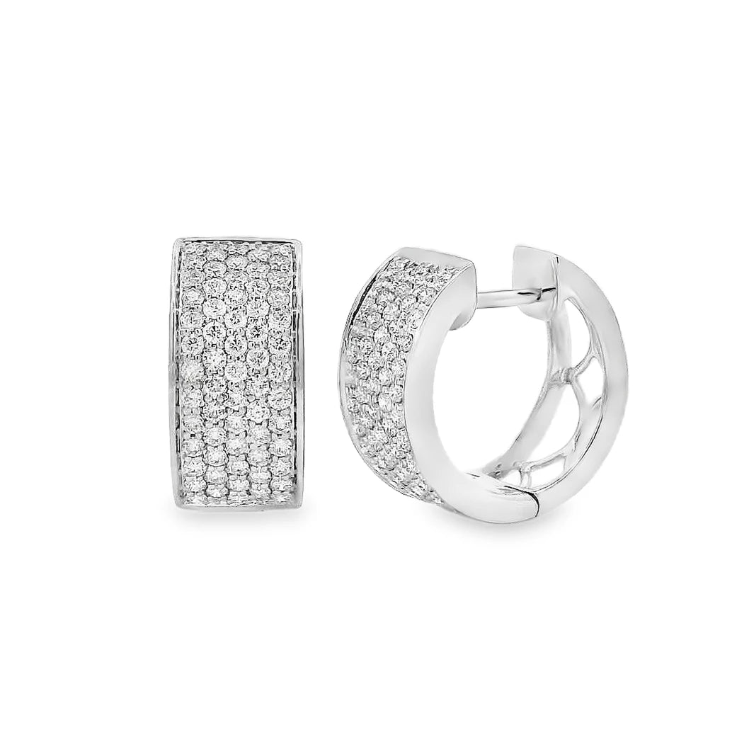 18K Pave Diamond Hoops