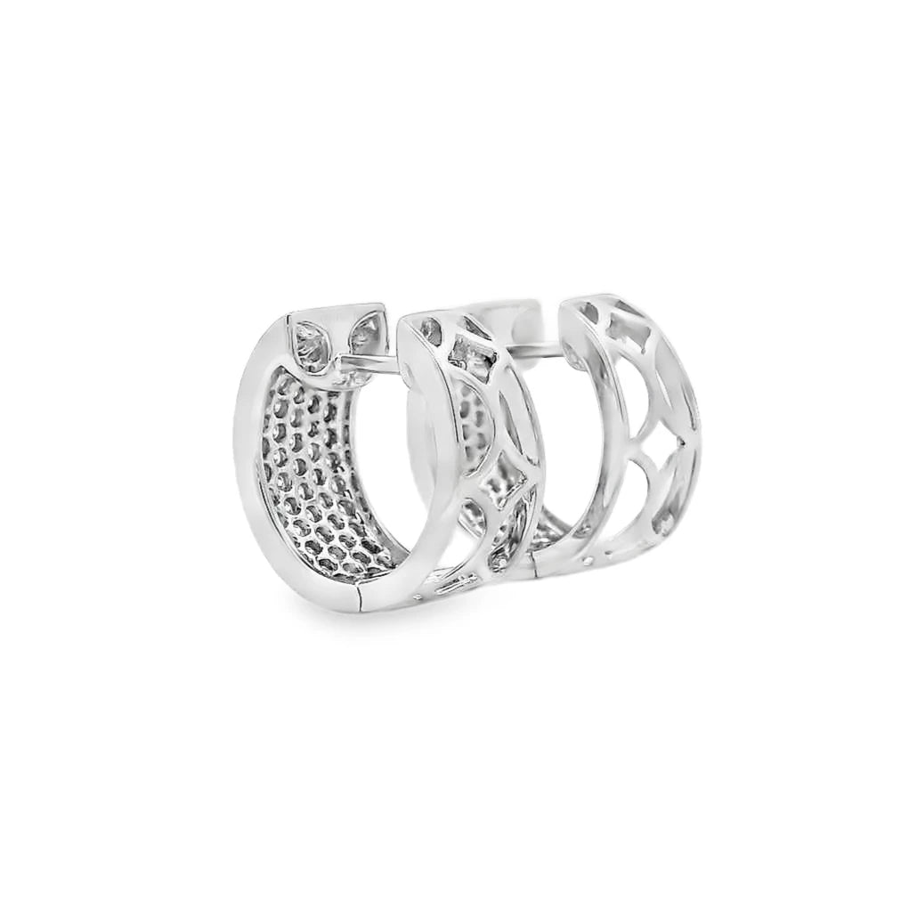 18K Pave Diamond Hoops