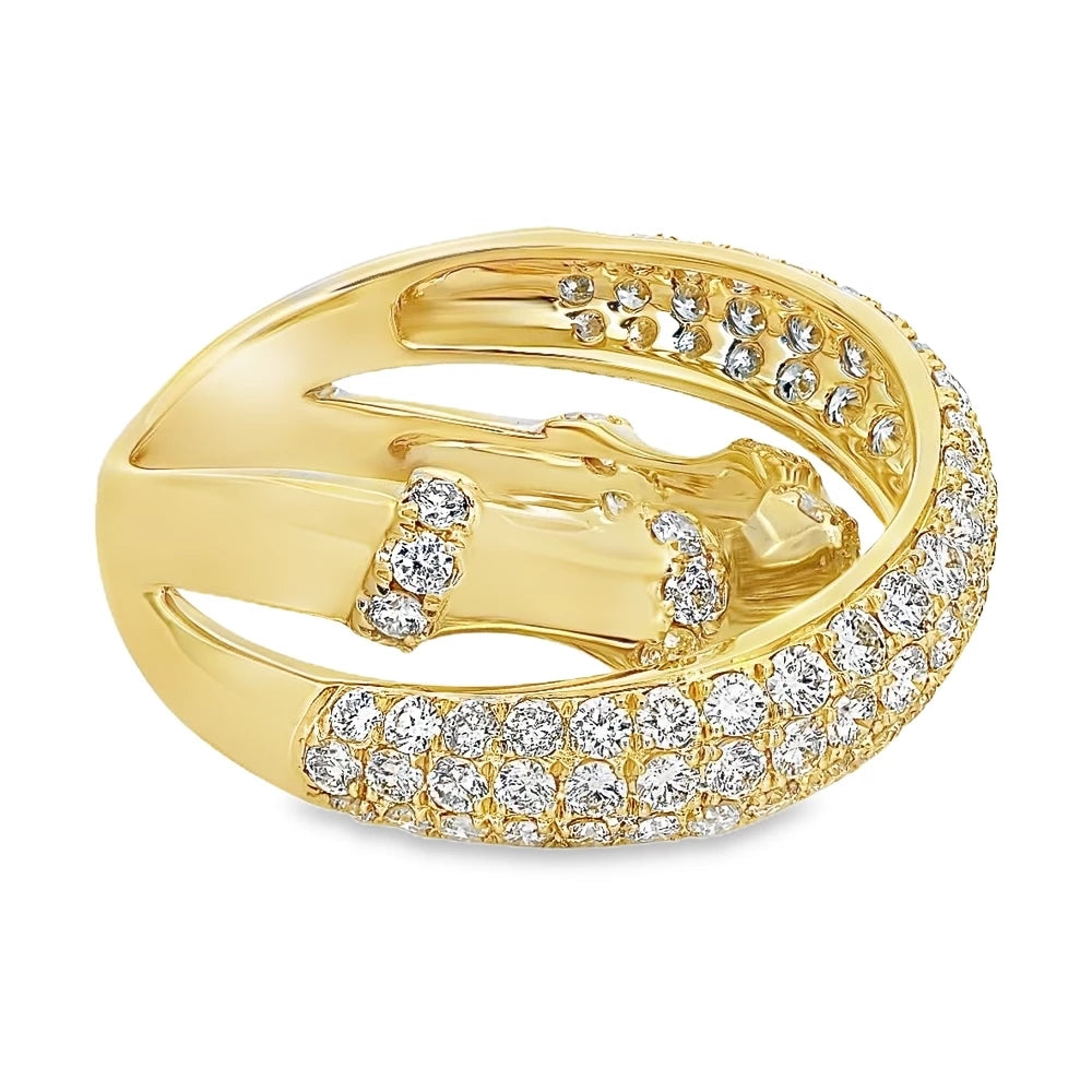 18K Bamboo Diamond Crossover Ring