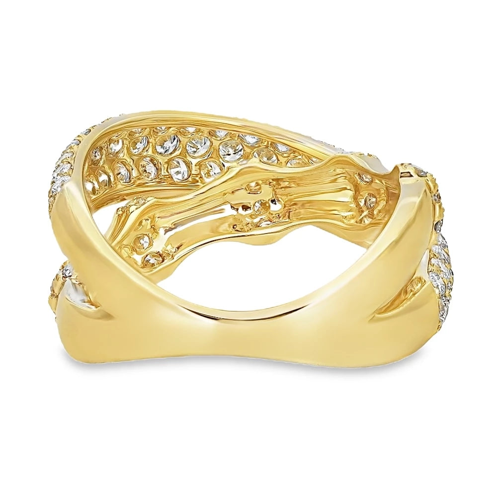 18K Bamboo Diamond Crossover Ring