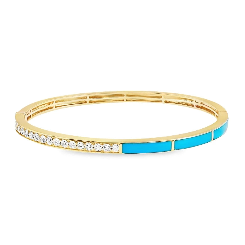 18K Diamond and Turquoise Bangle