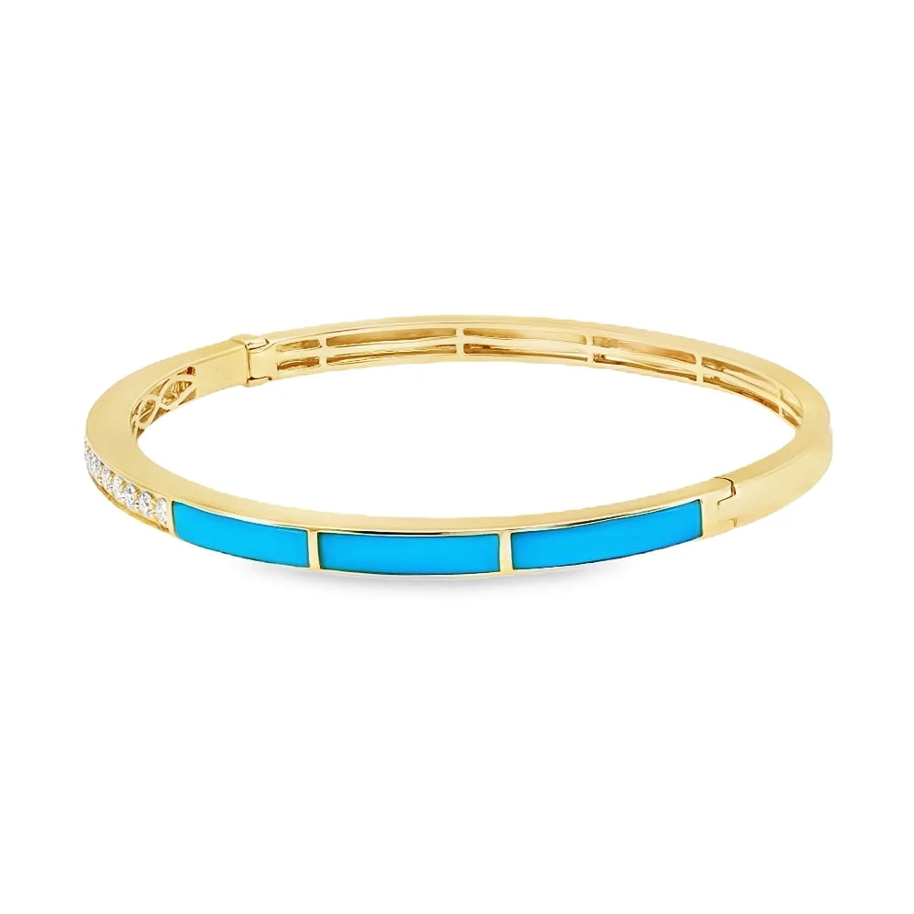 18K Diamond and Turquoise Bangle