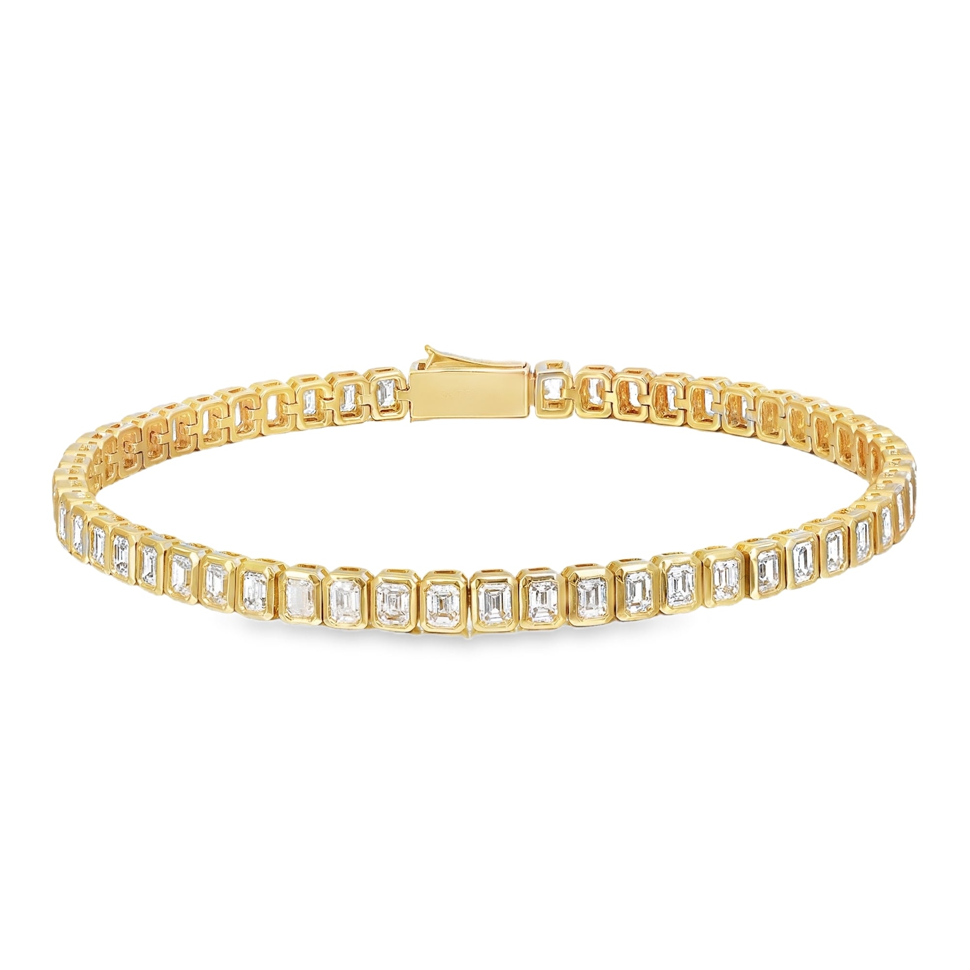 18K Emerald Cut Bezel Set Bracelet