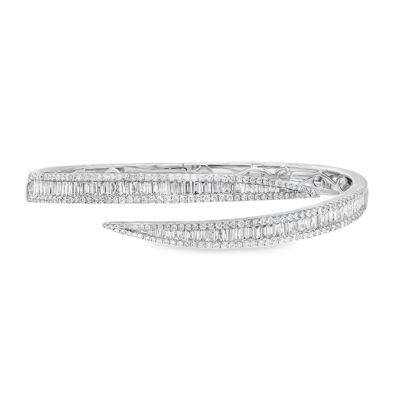 Bypass Diamond Open Bangel Bracelet 18K Yellow