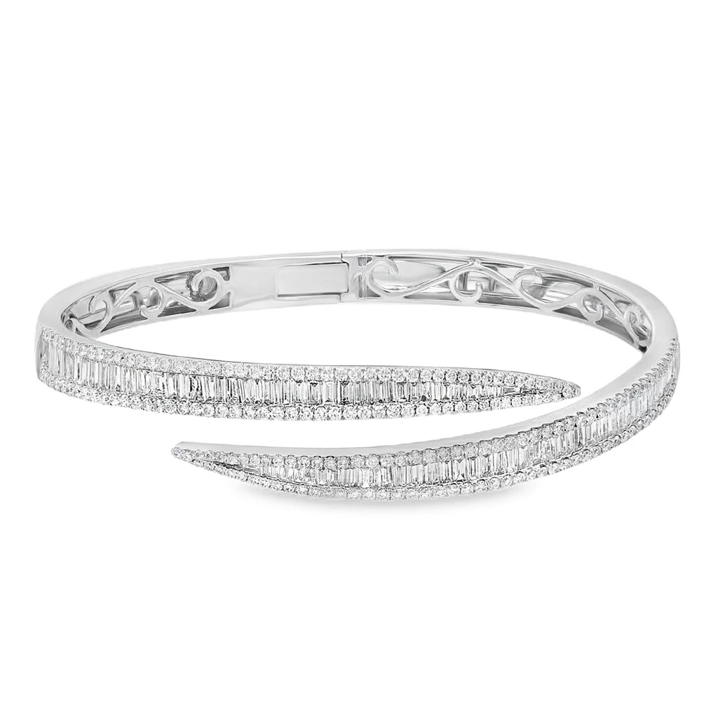 Bypass Diamond Open Bangel Bracelet 18K Yellow