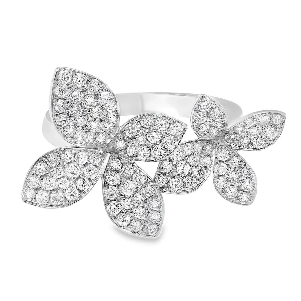 18K Diamond Double Flower Ring