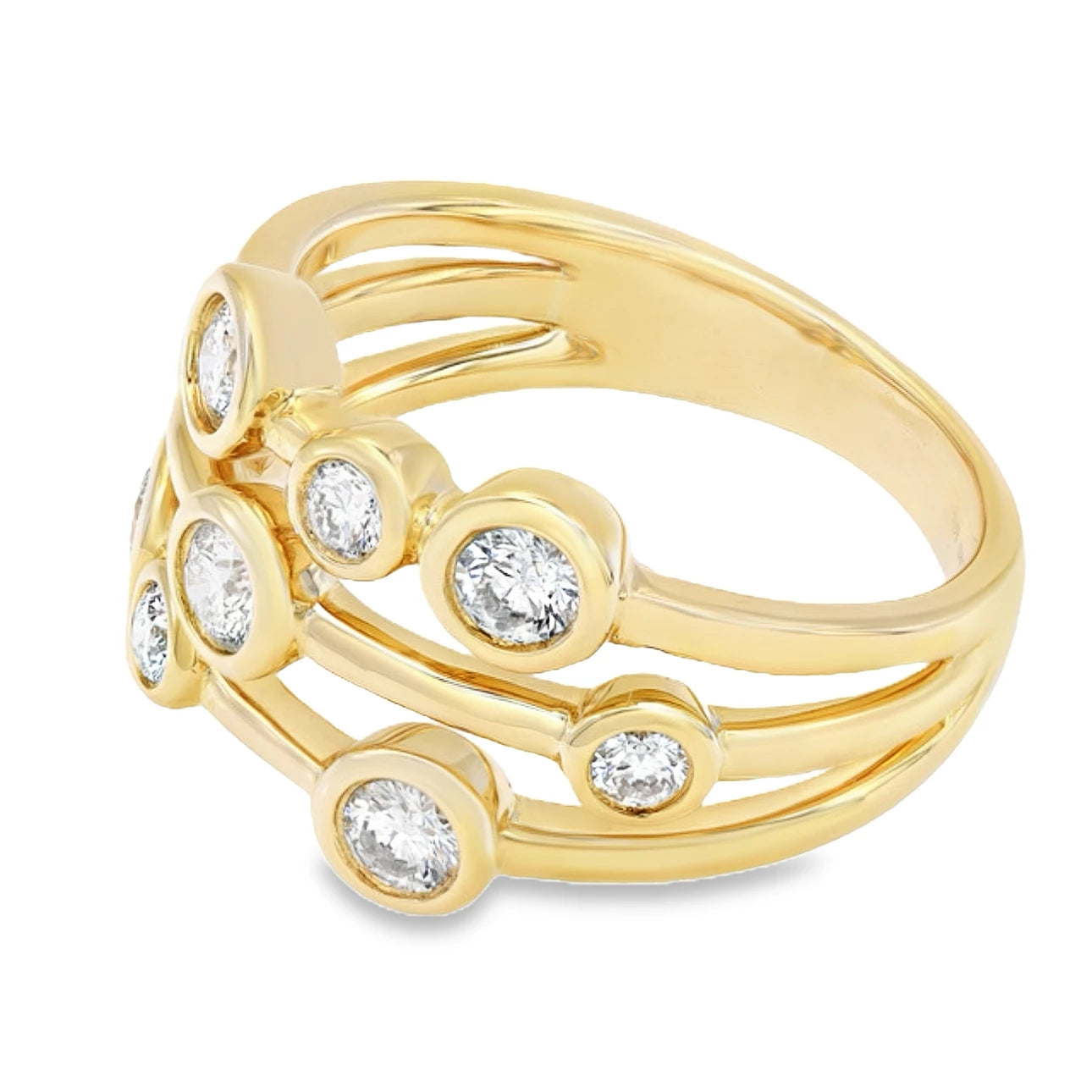 18K Yellow Gold Diamond Bubble Ring