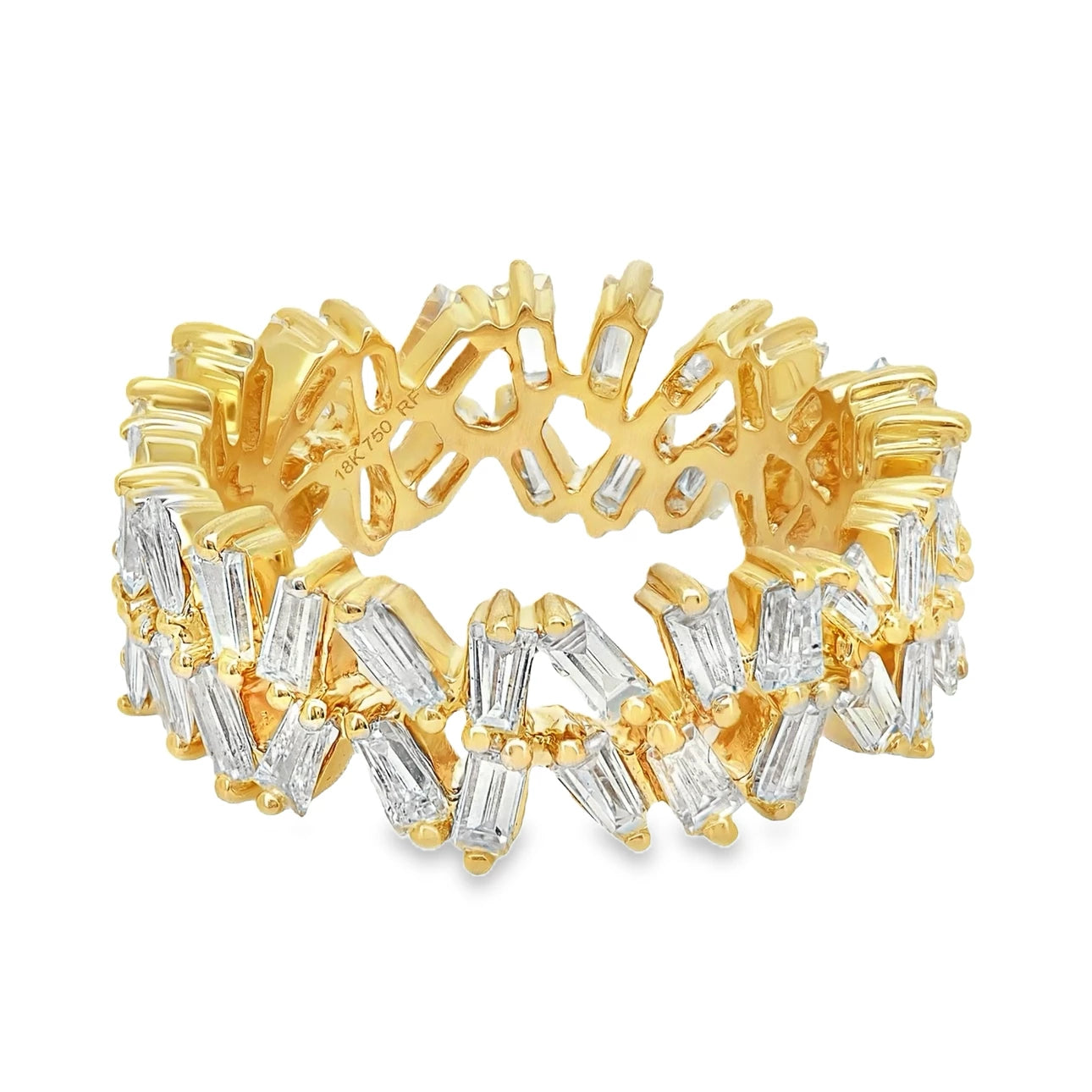 18K Yellow Floating Double Row Baguette Ring