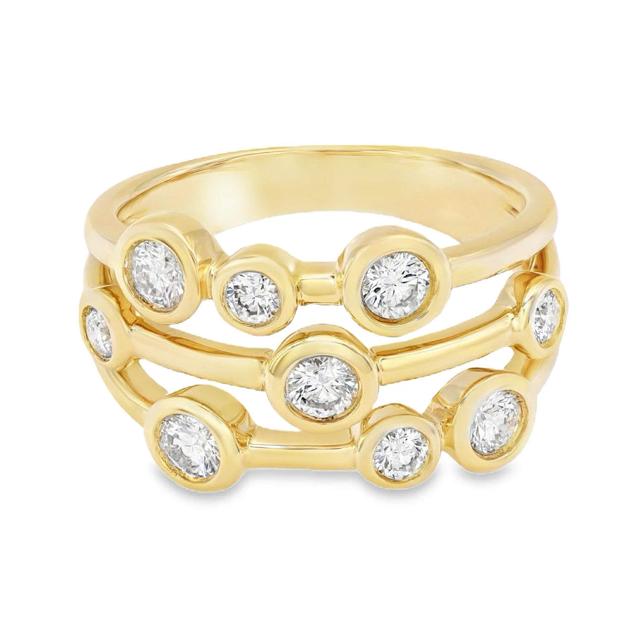 18K Yellow Gold Diamond Bubble Ring