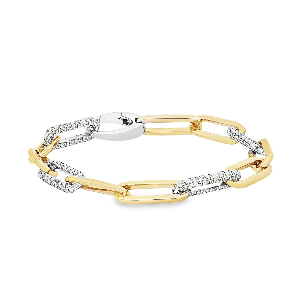 18K Yellow Gold and Diamond Link Bracelet